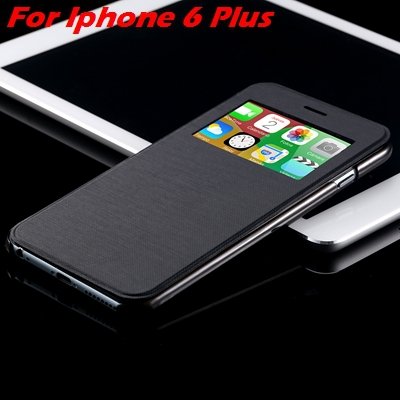 For Iphone 6 Leather Case Front Window View Pu Leather Case For Ip 32256469102-9-Black For I6 Plus