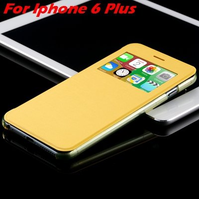 For Iphone 6 Leather Case Front Window View Pu Leather Case For Ip 32256469102-13-Yellow For I6 Plus