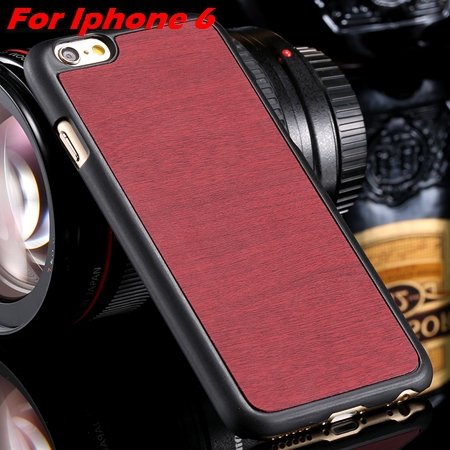 Luxury Retro Wood Grain Hard Case For Iphone 6 4.7"" Deluxe Fashion 32253933772-4-Red For I6