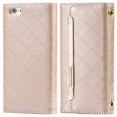 Hot Classic Plaid Pattern Pu Leather Case For Iphone 6 4.7"" Case W 32256588971-6-Gold