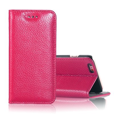 Vintage Elegent Lychee Pattern Pu Leather Case For Iphone 6 4.7"" F 32259828402-5-Hot Pink