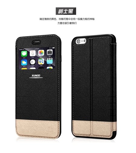 2015 Gold Luxury Flip Pu Leather Case For Iphone 6 4.7Inch Open Wi 2055091619-1-Black