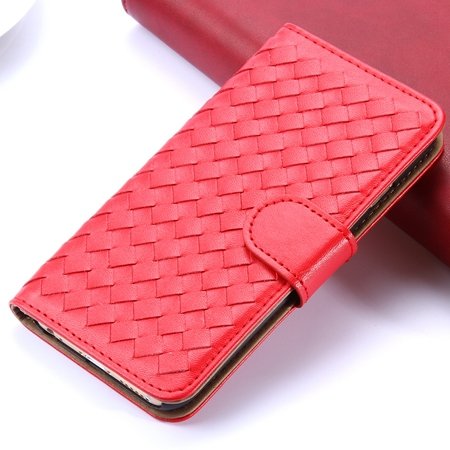 2015 Newest Cute Girl'S Pink Weave Flip Pu Leather Case For Iphone 32271815169-2-Red