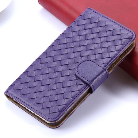 2015 Newest Cute Girl'S Pink Weave Flip Pu Leather Case For Iphone 32271815169-5-Purple
