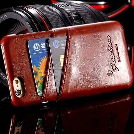 Retro Luxury Top Quality Pu Leather Case For Iphone 6 4.7Inch Card 2045461081-1-Brown