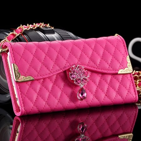 For Iphone 6 Diamond Case Luxury Shinny Flip Leather Case For Ipho 32222994543-6-Hot Pink