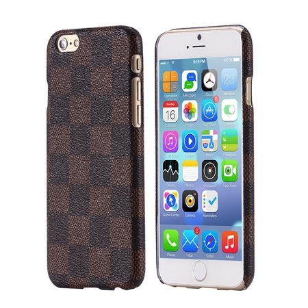Luxury Classic Grid Pattern Flip Leather Case For Iphone 6 4.7Inch 32259768203-1-Brown