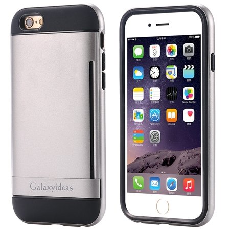 For Iphone6 Kickstand Card Slot Pc + Tpu Hybird Armor Case For Iph 32305097639-1-Gray
