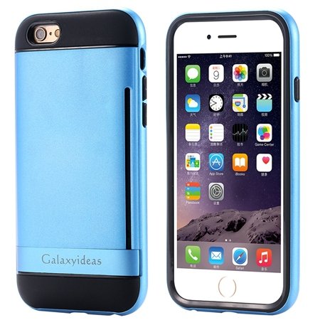 For Iphone6 Kickstand Card Slot Pc + Tpu Hybird Armor Case For Iph 32305097639-6-Sky Blue