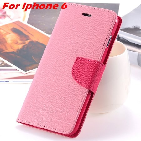 New Retro Flip Leather Case For Iphone 6 Plus & Iphone 6 Flip Case 2051510402-3-Pink For Iphone 6