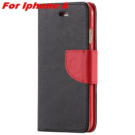 New Retro Flip Leather Case For Iphone 6 Plus & Iphone 6 Flip Case 2051510402-4-Black Red For Iphon6