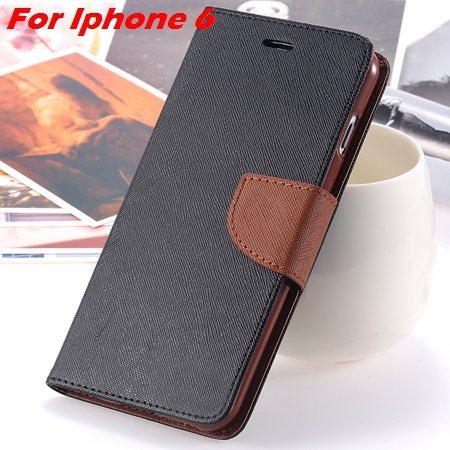 New Retro Flip Leather Case For Iphone 6 Plus & Iphone 6 Flip Case 2051510402-7-Black Brown For Iph6
