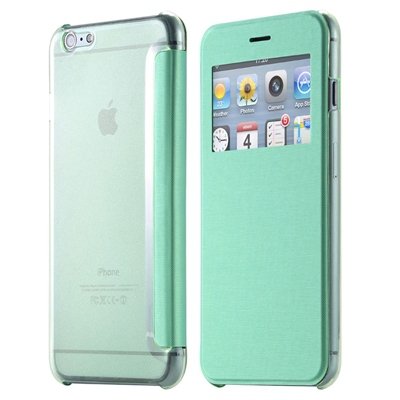 Original Smart Clear Open Window Pu Leather Case For Iphone 6 Plus 32256421588-4-Sky Blue