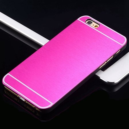 Hot Luxury Brand Brush Aluminum Metal Case For Iphon 32226437912-2-Hot Pink