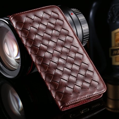 For Iphone6 Plus Leather Case Retro Luxury Handmade Waving Leather 32265433686-5-Brown