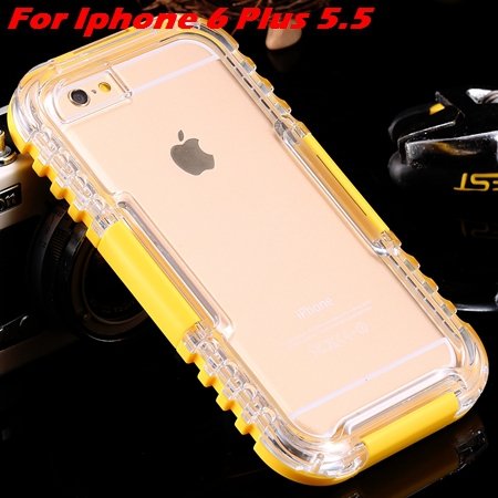 For Iphone 6 Plus Waterproof Case Hot Hard Pc + Soft Silicone Hybi 32276690163-11-Yellow For I6 Plus