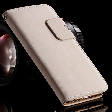 Retro Luxury Crad Slot Stand Wallet Flip Leather Case For Iphone 6 32237833397-2-White