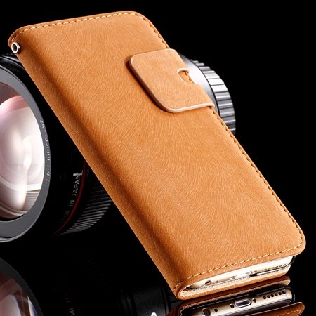 Retro Luxury Crad Slot Stand Wallet Flip Leather Case For Iphone 6 32237833397-5-Brown