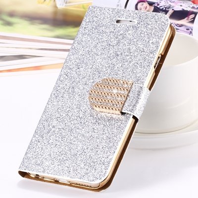 2015 New Arrival Luxury Shiny Gold Diamond Leather Case For Iphone 32267710327-3-Sliver