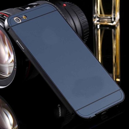New Arrival Gold Metal Frame + Acrylic Hard Back Hybrid Case For I 32290073692-1-Navy Blue