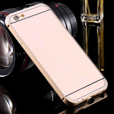 New Arrival Gold Metal Frame + Acrylic Hard Back Hybrid Case For I 32290073692-3-Gold