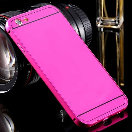 New Arrival Gold Metal Frame + Acrylic Hard Back Hybrid Case For I 32290073692-4-Hot Pink
