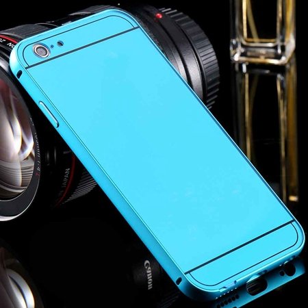New Arrival Gold Metal Frame + Acrylic Hard Back Hybrid Case For I 32290073692-5-Blue