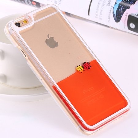 For Iphone 6 5.5 Clear Case Cute Funny Liquid Fish Hard Back Case 32279336434-2-Orange Fish