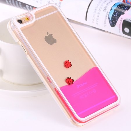 For Iphone 6 5.5 Clear Case Cute Funny Liquid Fish Hard Back Case 32279336434-4-Hot Pink Fish