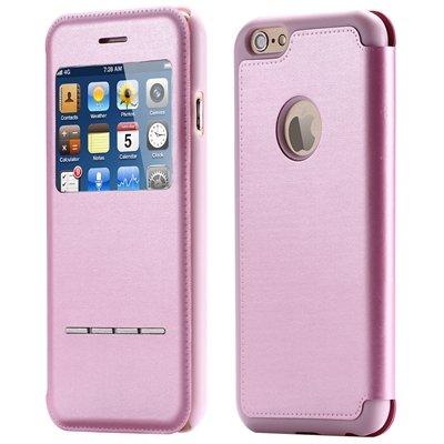 Luxury Front Window Smart Pu Leather Case For Iphone 6 Plus Flip F 32266078587-3-Pink