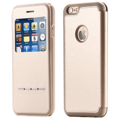 Luxury Front Window Smart Pu Leather Case For Iphone 6 Plus Flip F 32266078587-4-Gold