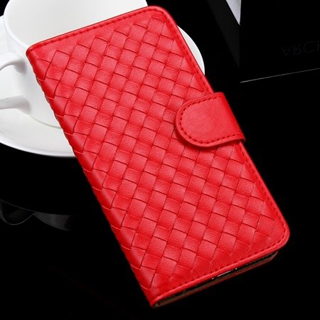 For Iphone 6 Plus Wallet Case Lovely Cute Pink Weave Flip Pu Leath 32271386653-1-Red