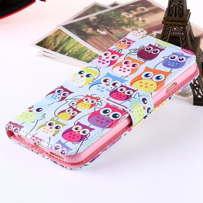 Girl'S Cute Pink Leather Case For Iphone 6 Plus Flip Cases Stand C 32254589707-2-Many Owls