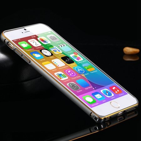 1Pcs/Lot Newest Double Color Metal Phone Cases For Iphone 6 Plus 5 32213408945-6-Gold and Navy Blue