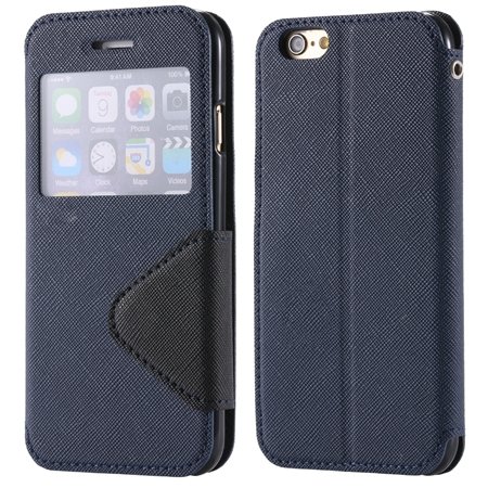 New Arrival Pu Leather Case View Window Flip Stand Wallet For Ipho 32255188926-1-Dark Blue