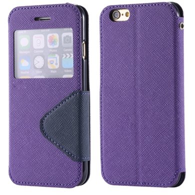New Arrival Pu Leather Case View Window Flip Stand Wallet For Ipho 32255188926-3-Purple