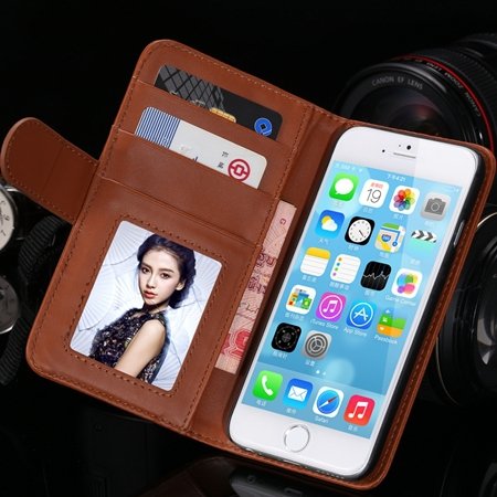 2014 Hot Retro Photo Frame Flip Pu Leather Case For Iphone 6 Plus 32213753290-8-Brown