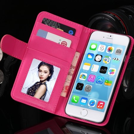 2014 Hot Retro Photo Frame Flip Pu Leather Case For Iphone 6 Plus 32213753290-9-Hot Pink