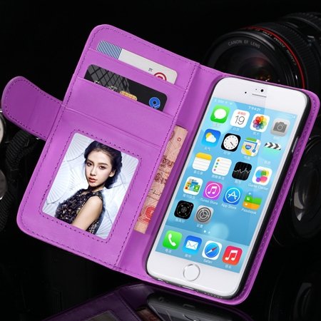 2014 Hot Retro Photo Frame Flip Pu Leather Case For Iphone 6 Plus 32213753290-10-Purple