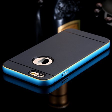 Gold Luxury Metal + Tpu Hybrid Case For Iphone 6 Plus 5.5Inch Cell 32271430212-4-Blue
