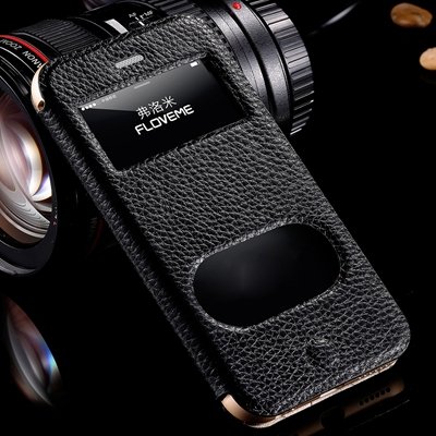 Luxury Flip Genuine Leather Case For Iphone 6 Plus Smart Cover For 32288501017-1-Black