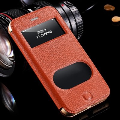 Luxury Flip Genuine Leather Case For Iphone 6 Plus Smart Cover For 32288501017-4-Brown