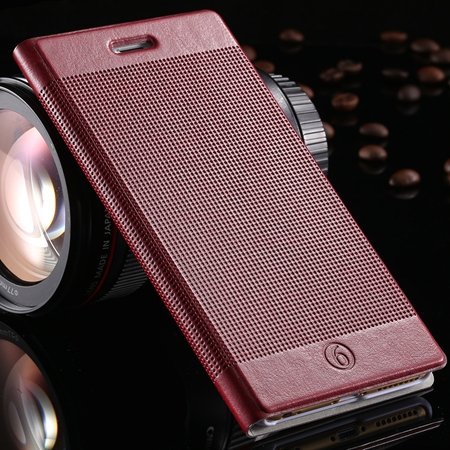 Hot Popluar Retro Grid Pattern Pu Leather Case For Iphone 6 Plus 5 32225230280-7-Wine Red