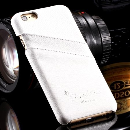 For Iphone 6 Plus Hard Back Case Luxury Lychee Genuine Leather Cas 32270451064-2-White