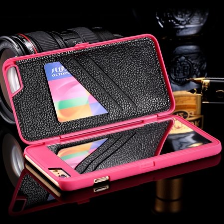 2015 Fashion Lady Necessary 3D Water Pattern Flip Pu Leather Case 32278322685-2-Hot Pink