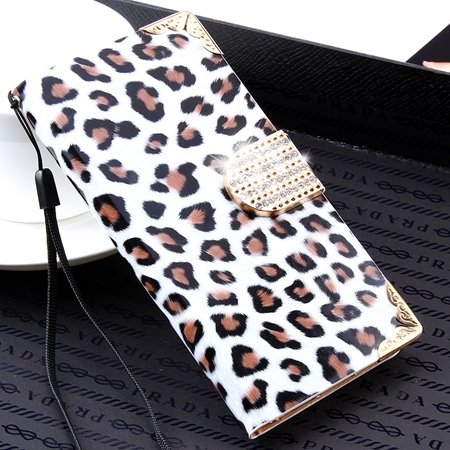 For Iphone 6 Plus Diamond Case Luxury Shinny Leopard Pu Leather Ca 32271763316-1-White