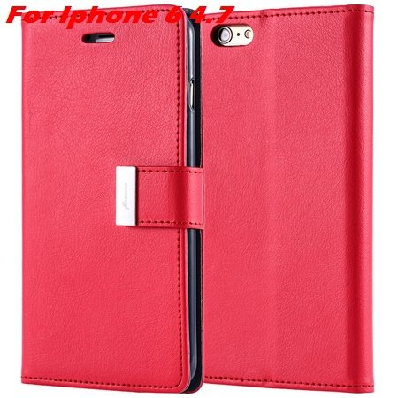 Luxury Wallet Flip Leather Case For Iphone 6 /Iphone 6 Plus Stand 32279124341-2-Red For Iphone 6
