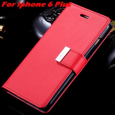 Luxury Wallet Flip Leather Case For Iphone 6 /Iphone 6 Plus Stand 32279124341-8-Red For I6 Plus