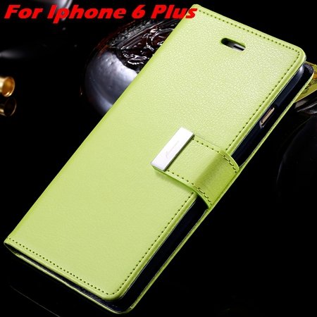 Luxury Wallet Flip Leather Case For Iphone 6 /Iphone 6 Plus Stand 32279124341-9-Green For I6 Plus