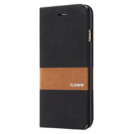For Iphone 6 5.5 Wallet Case Linen Soft Feeling Pu Leather Case Fo 32274916315-1-Black